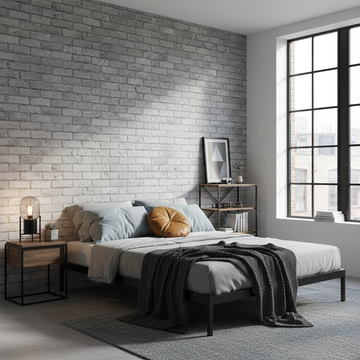 Dormitor în stil industrial: Pas cu pas spre un look modern cu tapet 3D cărămidă gri