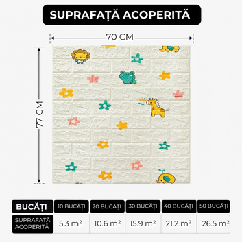 10 x Placi Tapet 3D - 70 X 77 Cm "Baby Room" 3mm ( COD: 56 )