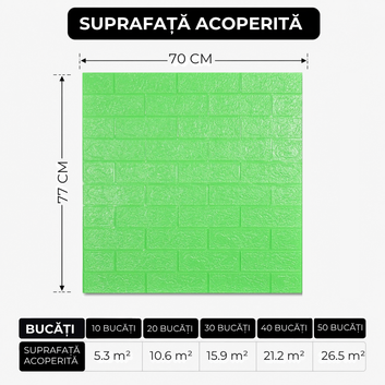 10 x Placi Tapet 3D - 70 X 77 Cm "Verde" 3mm ( COD: 51 )