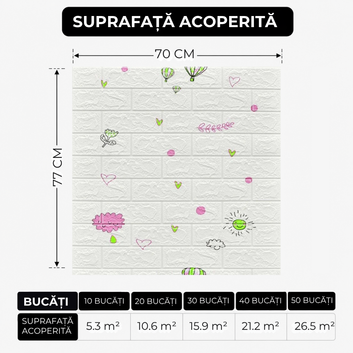 10 x Placi Tapet 3D - 70 X 77 Cm "Nor Roz" 3mm ( COD: 57 )