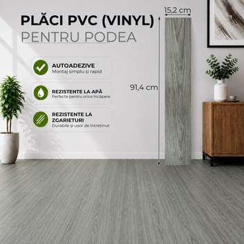 Set 36 x Placi PVC Podea Autoadezive - Cod: V0602-27 - 15x91 cm