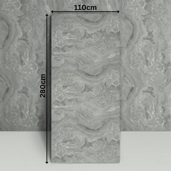 Plăci Decorative WPC Gri Deschis Marmorat, 280x110cm, Grosime 5mm, Rezistente la Umezeală