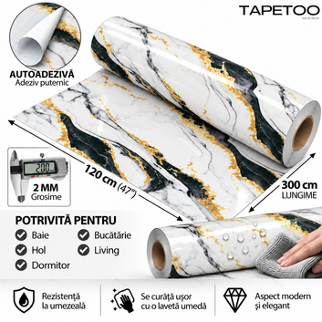 Rola Autoadeziva Imitatie Marmura 2mm - COD: V0601-10 - 120x300cm(3.6mp)