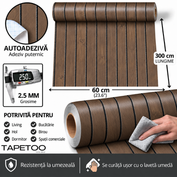 Самозалепваща 3D ролка с рифелован ефект 2,5мм - КОД: V0606-14 - 60x300см (1,8 кв. м)