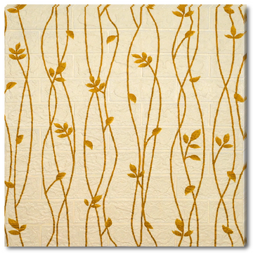 10 x Placi Tapet 3D - 70 X 77 Cm " Caramida crem -ramura- frunze Sepia " 3mm ( COD: 135734 )