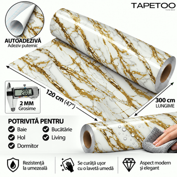 Rola Autoadeziva Imitatie Marmura 2mm - COD: V0606-5 - 120x300cm(3.6mp)