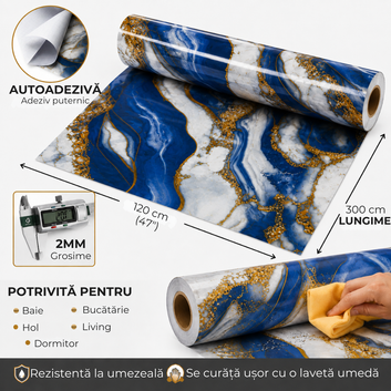 Rola Autoadeziva Imitatie Marmura 2mm - COD: V0606-34 - 120x300cm(3.6mp)