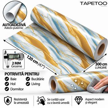 Rola Autoadeziva Imitatie Marmura 2mm - COD: V0601-6 - 120x300cm(3.6mp)