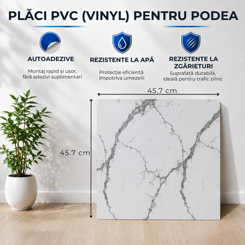 Set 24 x Placi PVC Podea Autoadezive stil Marmura - Cod: V0606-19, 45.6 x 45.6cm
