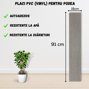 Set 36 x Placi PVC Podea Autoadezive - Cod: 162873 - 15x91 cm