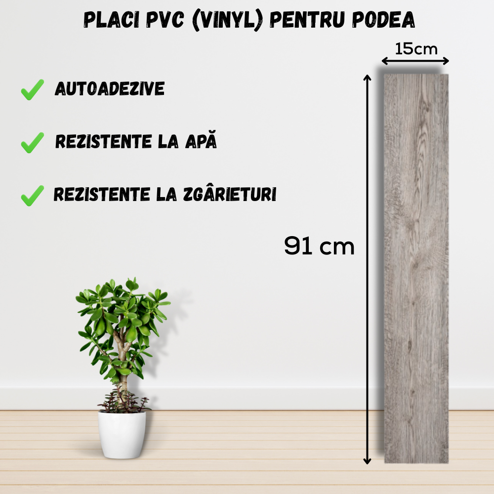 Set 36 x Placi PVC Podea Autoadezive - Cod: 162874 - 15x91 cm