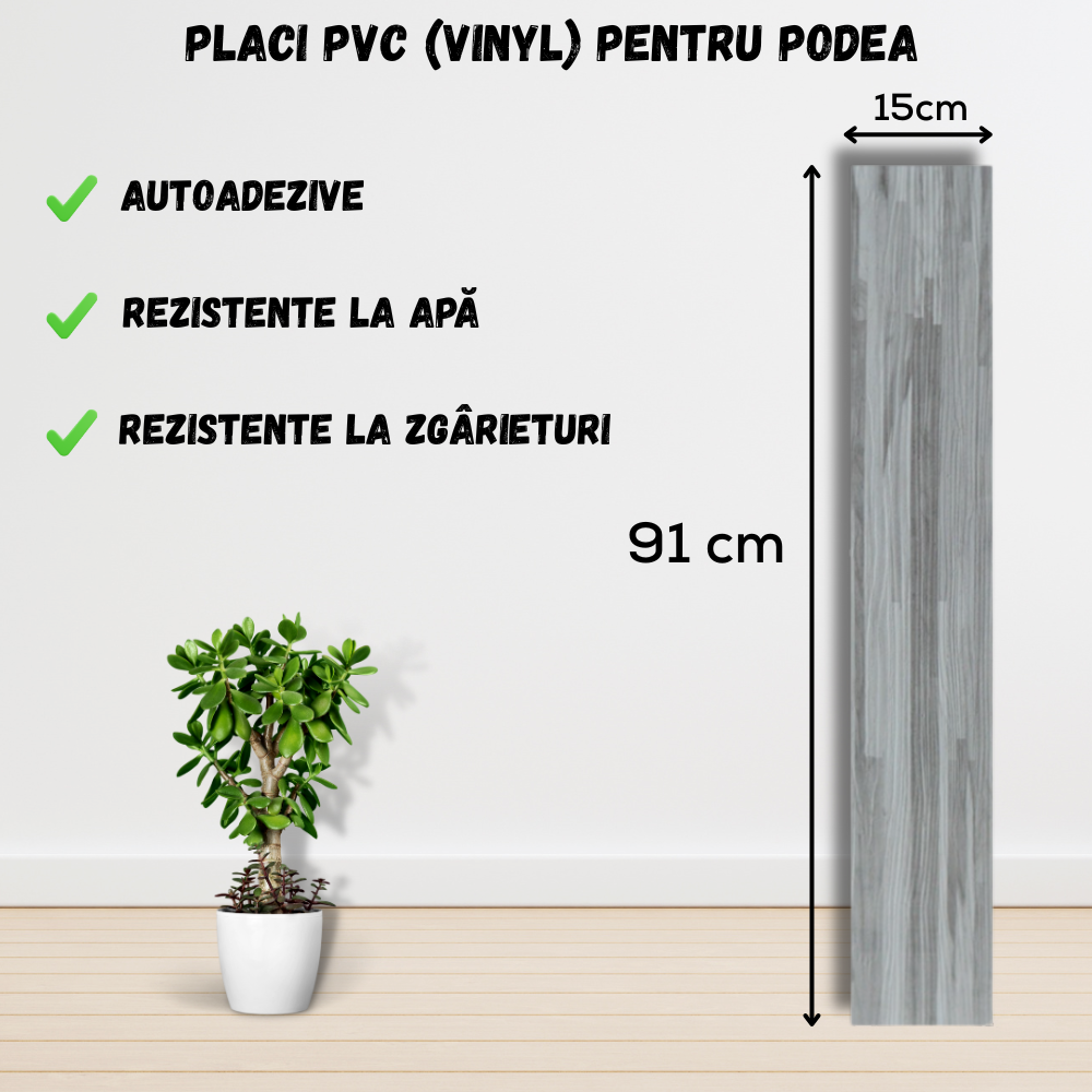 Set 36 x Placi PVC Podea Autoadezive - Cod: 162875 - 15x91 cm