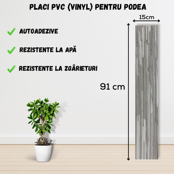 Set 36 x Placi PVC Podea Autoadezive - Cod: 162875 - 15x91 cm