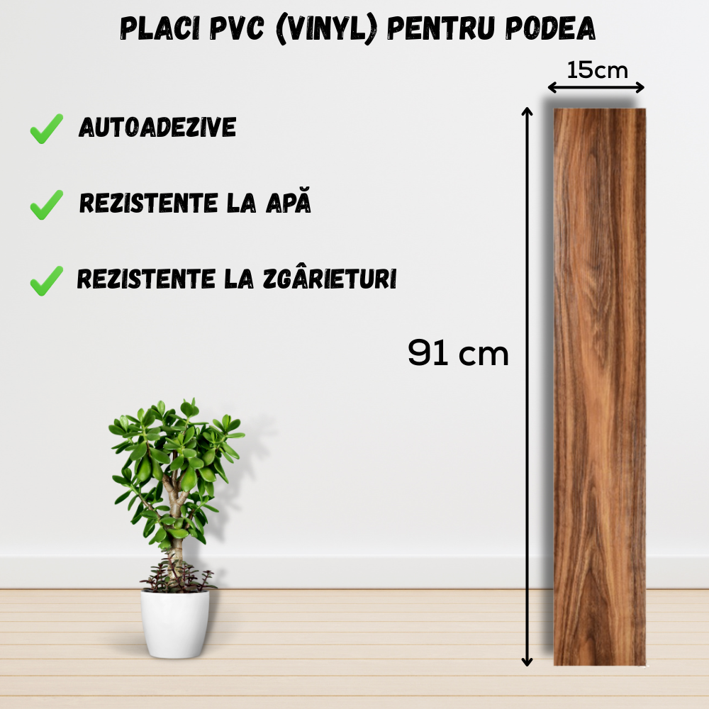 Set 36 x Placi PVC Podea Autoadezive - Cod: 162876 - 15x91 cm