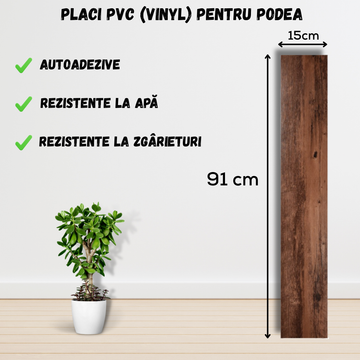 Set 36 x Placi PVC Podea Autoadezive - Cod: 162877 - 15x91 cm