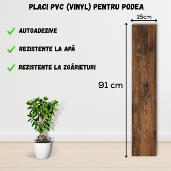 Set 36 x Placi PVC Podea Autoadezive - Cod: 162877 - 15x91 cm