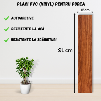 Set 36 x Placi PVC Podea Autoadezive - Cod: 162879 - 15x91 cm