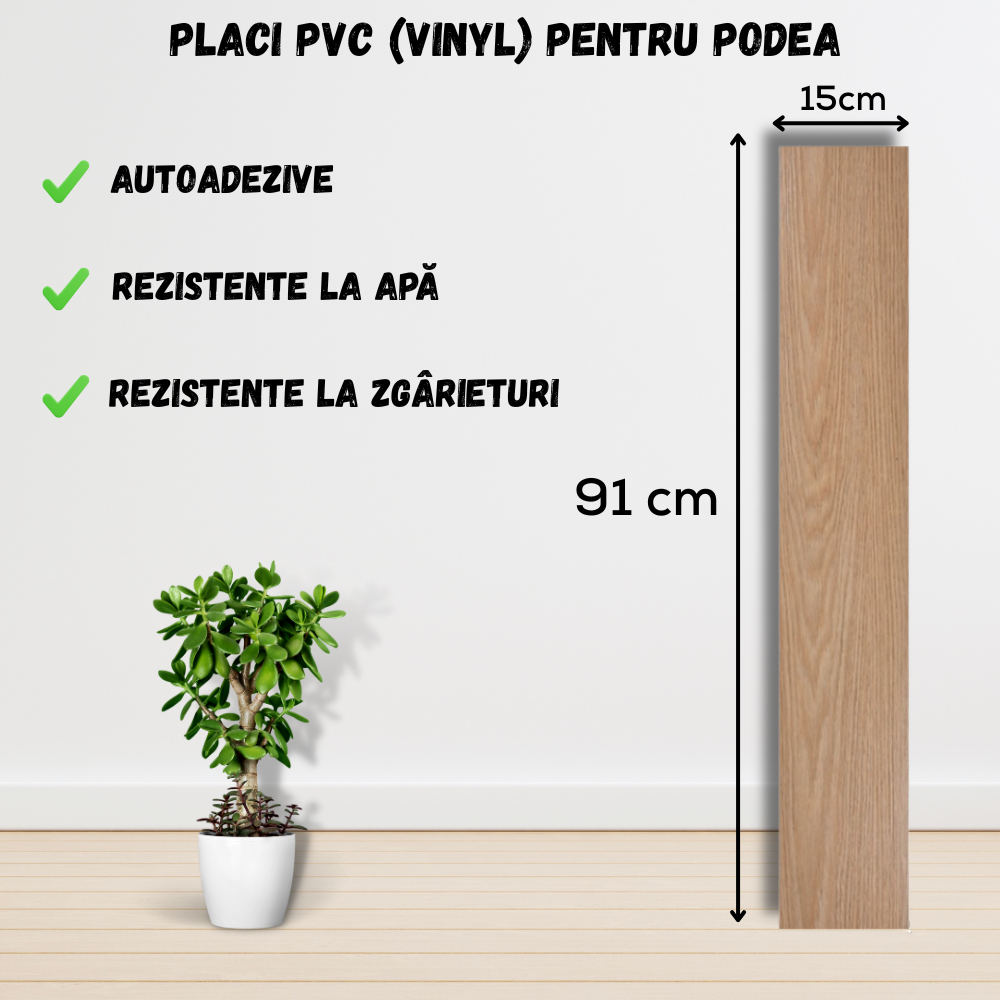 Set 36 x Placi PVC Podea Autoadezive - Cod: 162880 - 15x91 cm