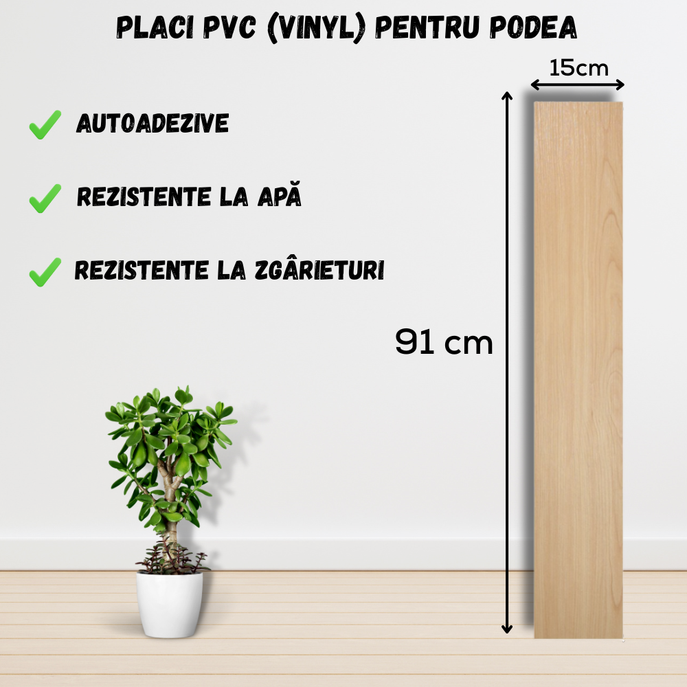 Set 36 x Placi PVC Podea Autoadezive - Cod: 162882 - 15x91 cm