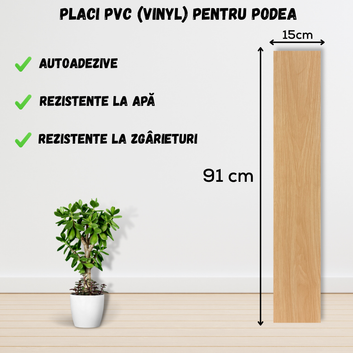 Set 36 x Placi PVC Podea Autoadezive - Cod: 162882 - 15x91 cm