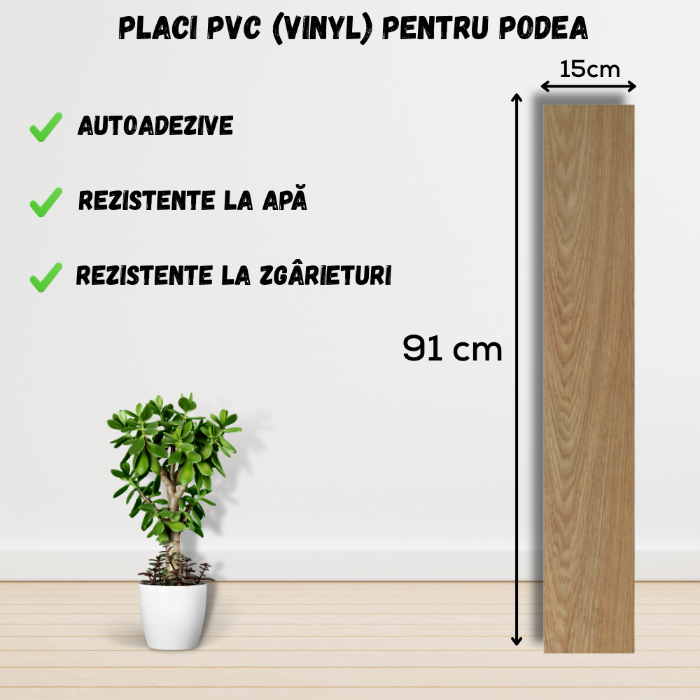 Set 36 x Placi PVC Podea Autoadezive - Cod: 162883 - 15x91 cm