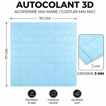 10 x Placi Tapet 3D  70 X 77 Cm "Albastru" 3mm ( COD: 80 )