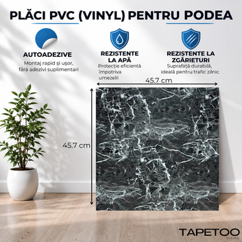 24 db Öntapadós PVC padlólap készlet, márvány stílusú - Kód: V0601-50, 45,6 x 45,6 cm