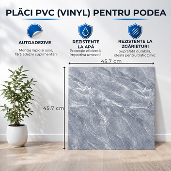 Set 24 x Placi PVC Podea Autoadezive stil Marmura - Cod: V0606-20, 45.6 x 45.6cm