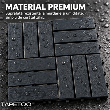40 darabos terasz- vagy erkélyburkolat szett, összeilleszthető, PVC, sötétszürke, 30x30cm, 3,6nm, KÓD: V0602-23