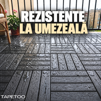 Set 44 bucăți plăci pentru terasa sau balcon interconectabile, PVC, gri inchis, 30x30cm, 3.96mp, COD: V0602-23