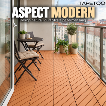 Set 40 bucăți plăci pentru terasa sau balcon interconectabile, PVC, portocaliu, 30x30cm, 3.6mp, COD: V0602-22