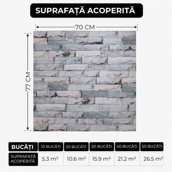 10 x Placi Tapet 3D - 70 X 77 Cm " Caramida bleu coral & gri" 3mm ( COD: 101 - V2 )