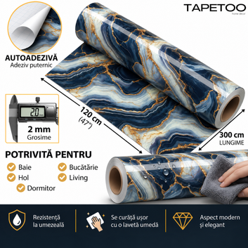 Rola Autoadeziva Imitatie Marmura 2mm - COD: V0606-8 - 120x300cm(3.6mp)
