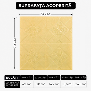 10 x Placi Tavan 3D - 70 X 70Cm "Romb Galben" 2mm ( COD: 77  )