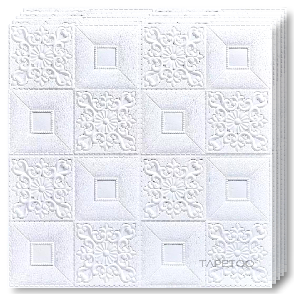 10 x Placi Tavan 3D - 70 X 70 Cm "Patratele Albe" 3mm ( COD: 73-alb )