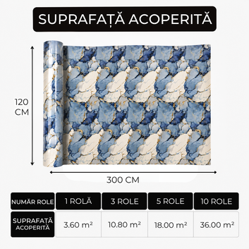 Rola Autoadeziva Imitatie Marmura , 1.5mm, 120x300cm, 3.6mp, Cod 7786