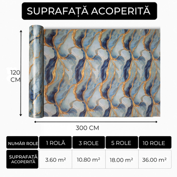 Rola Autoadeziva Imitatie Marmura , 1.5mm, 120x300cm, 3.6mp, Cod 7801