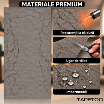 Panou Decorativ 3D din Spumă, Aspect Piatră Naturală Texturată, 60 x 120 cm, COD: V0602-13