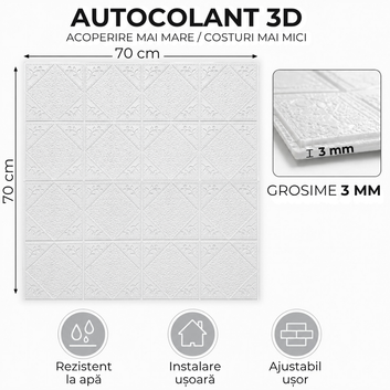 10 x Placi Tavan 3D - 70 X 70 Cm ,,Motiv floral''  3mm ( COD: 16 )