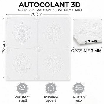 10 x Placi Tavan 3D - 70 X 70 Cm ,,Ornamental'' 3mm ( COD: 13 )