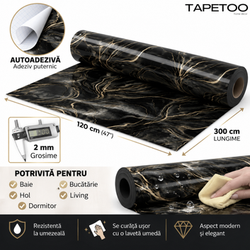 Rola Autoadeziva Imitatie Marmura 2mm - COD: V0602-1 - 120x300cm(3.6mp)