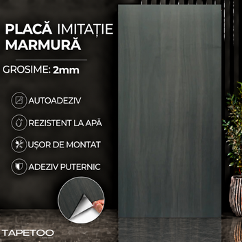 10 x Placi Marmura (imitatie) 2mm - COD: PM005 - Negru Maroniu 30x60cm