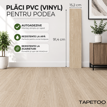 Комплект 36 бр. самозалепващи PVC подови плочки - КОД: 7373 - 6 - 15x91 см