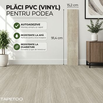 Комплект 36 бр. самозалепващи PVC подови плочки - КОД: 7373 - 4 - 15x91 см