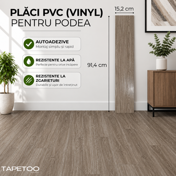 Комплект 36 бр. самозалепващи PVC подови плочки - КОД: 7373 - 3 - 15x91 см