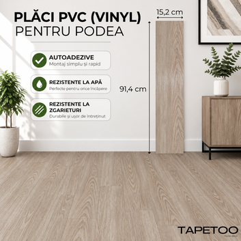 Комплект 36 бр. самозалепващи PVC подови плочки - КОД: 7373 - 5 - 15x91 см