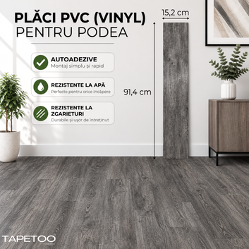 Комплект 36 бр. самозалепващи PVC подови плочки - КОД: 7373 - 2 - 15x91 см