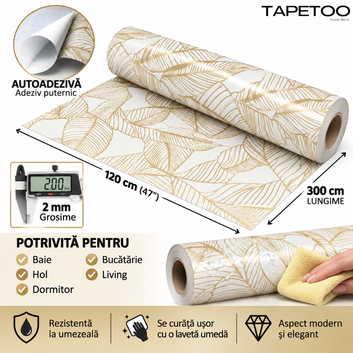 Rola Autoadeziva Imitatie Marmura 2mm - COD: V0601-3 - 120x300cm(3.6mp)