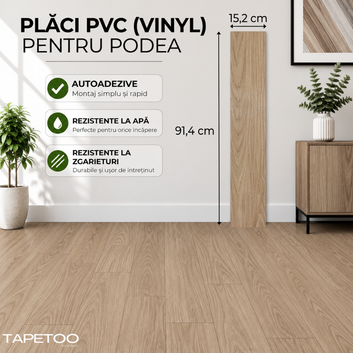 Комплект 36 бр. самозалепващи PVC подови плочки - КОД: 7373 - 12 - 15x91 см