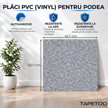 Комплект 24 бр. самозалепващи PVC подови плочки в стил мрамор - КОД: V0601-49, 45,6 x 45,6 см